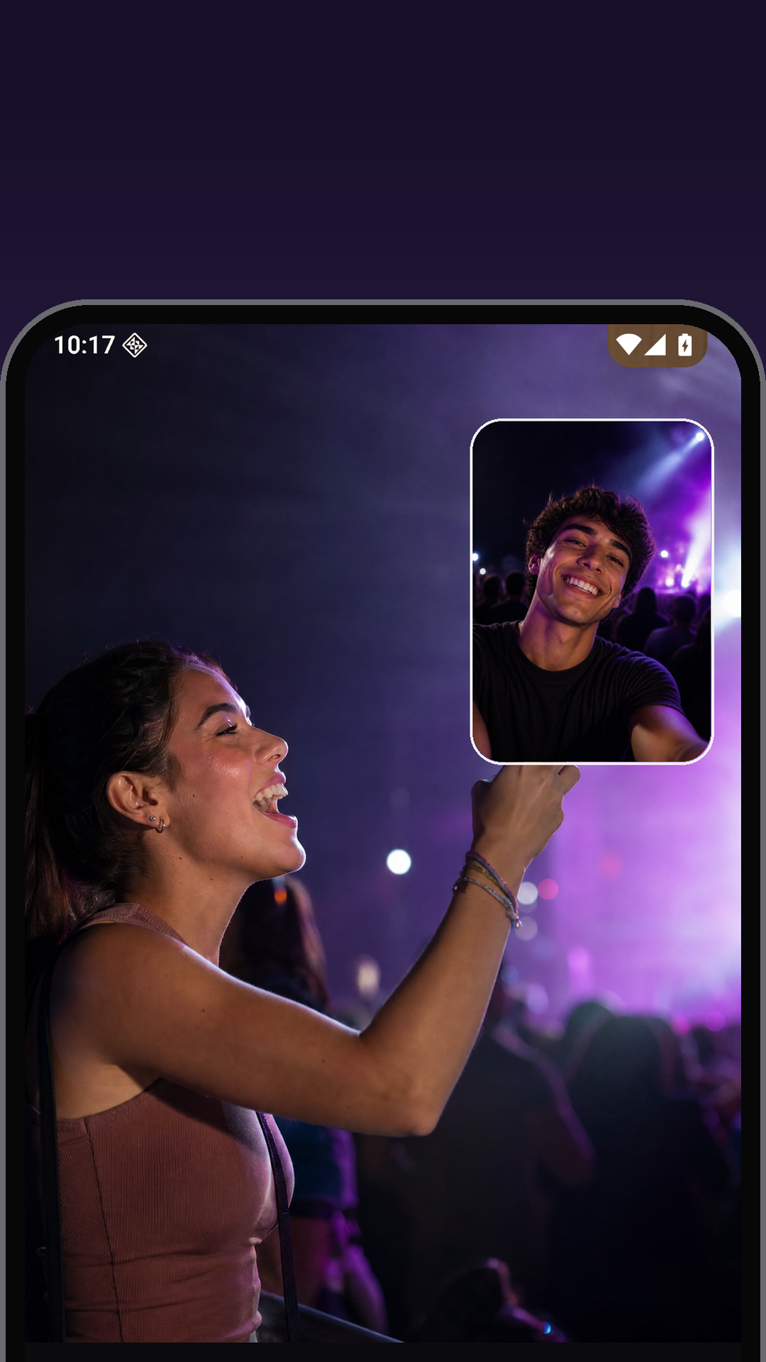 Concert attendee recording the stage and their reaction with Bothie